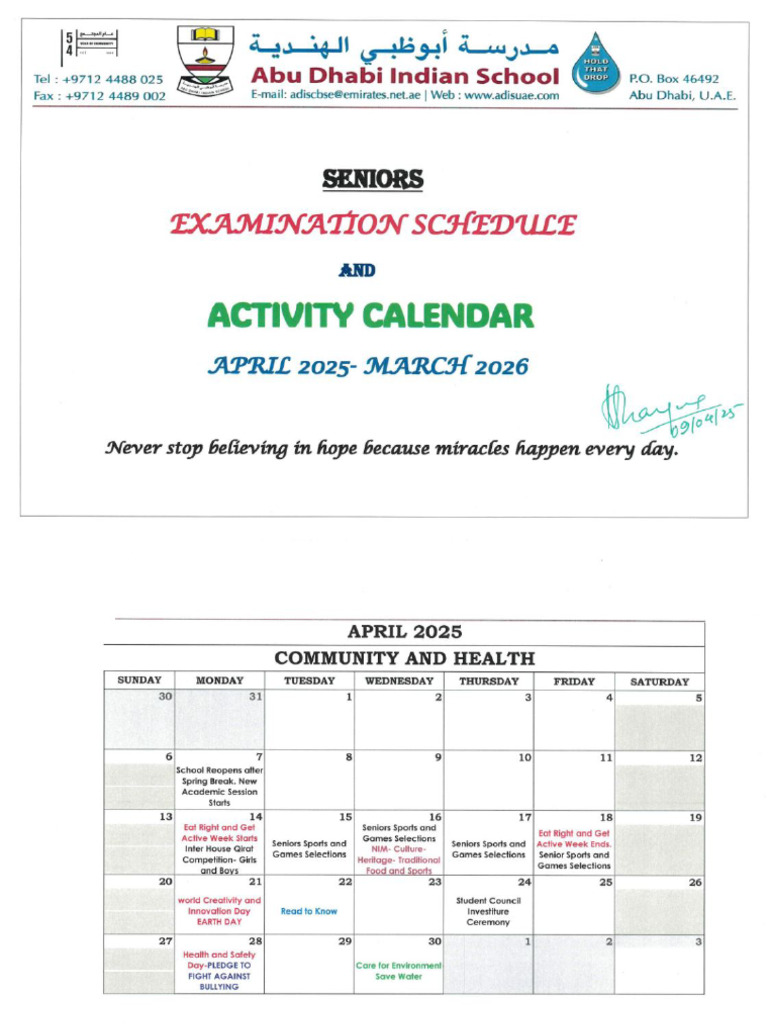 Activity Calendar - Senior Section - 11zon | PDF