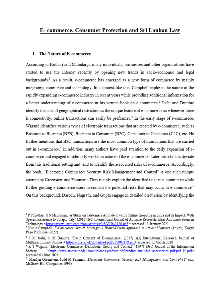 E-Commerce and Consumer Protection Note | PDF | E Commerce | Business