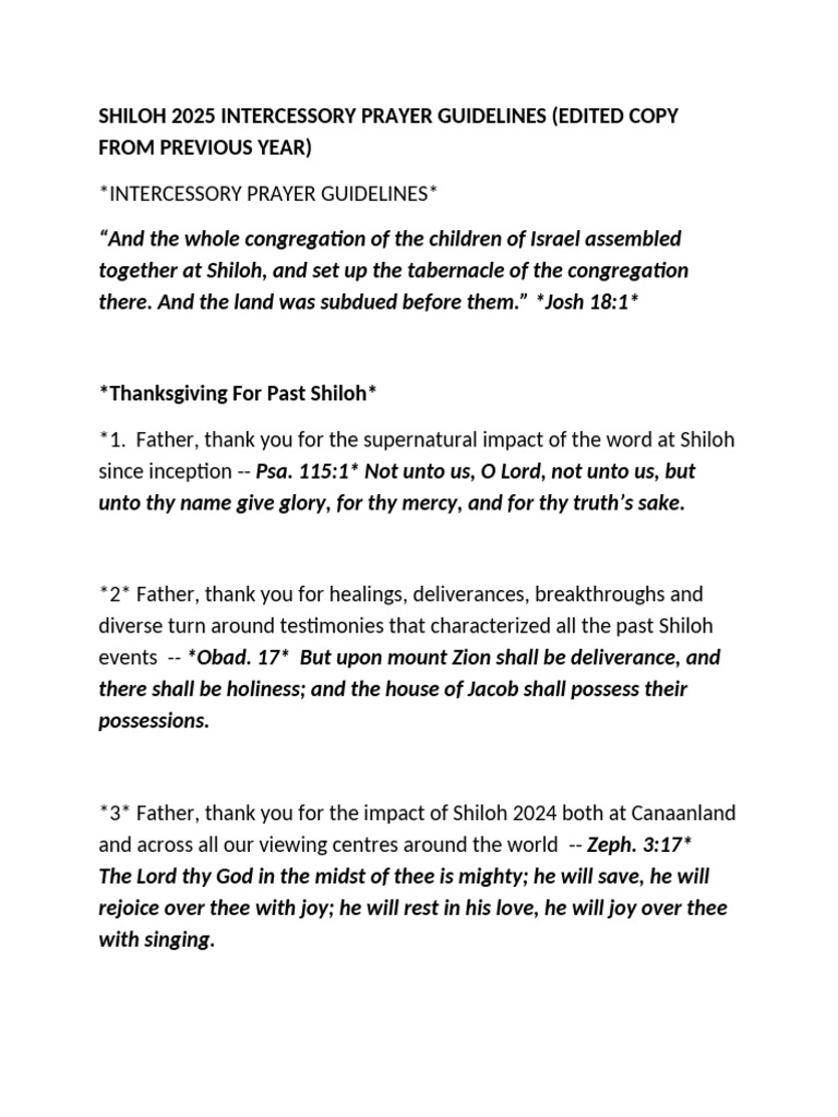 Shiloh 2025 Intercessory Prayer Guide | PDF | Glory (Religion) | Heaven