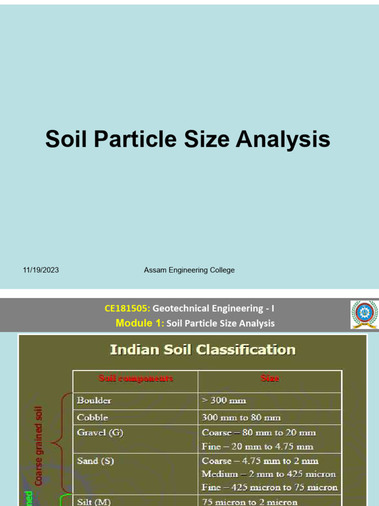 Soil Particle Size Analysis Techniques | PDF | Particle Size ...