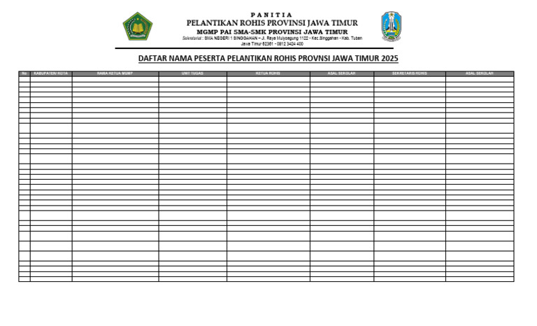 Peserta Rohis Jatim 2025 | PDF