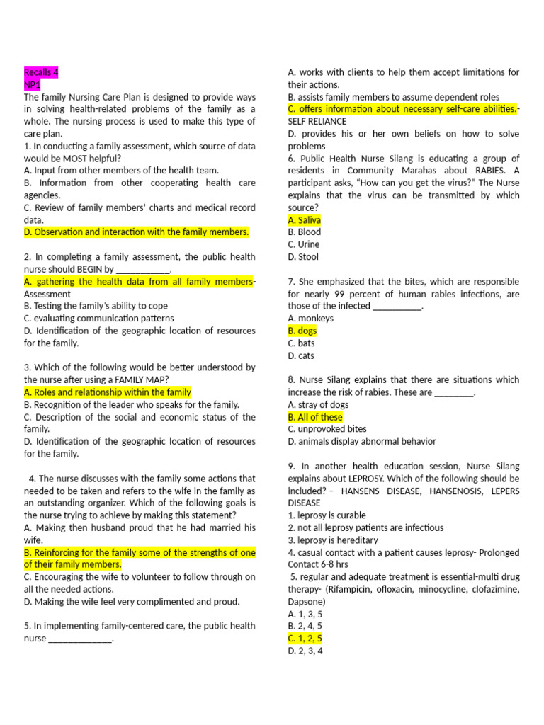 Family Nursing Care Plan Assessment Guide | PDF | Public Health | Nursing