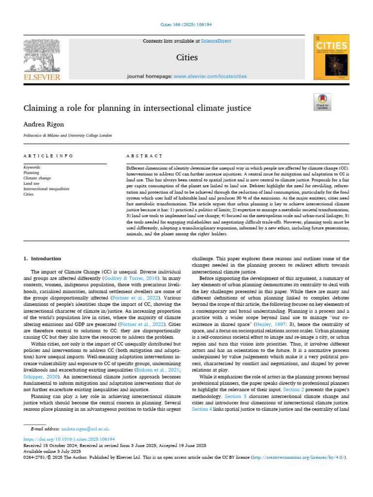 Urban Planning for Climate Justice | PDF | Land Use | Intersectionality