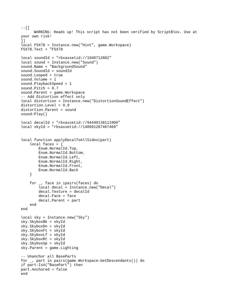 F5X78 Roblox Script Overview | PDF