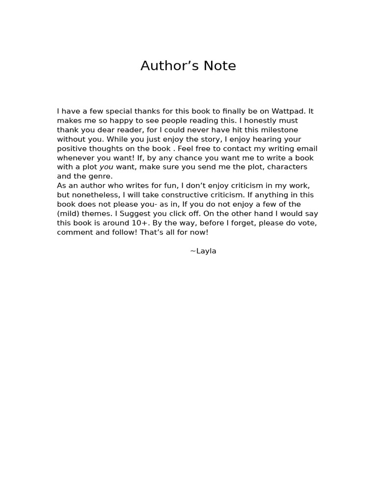 Author's Note: A Thank You to Readers | PDF