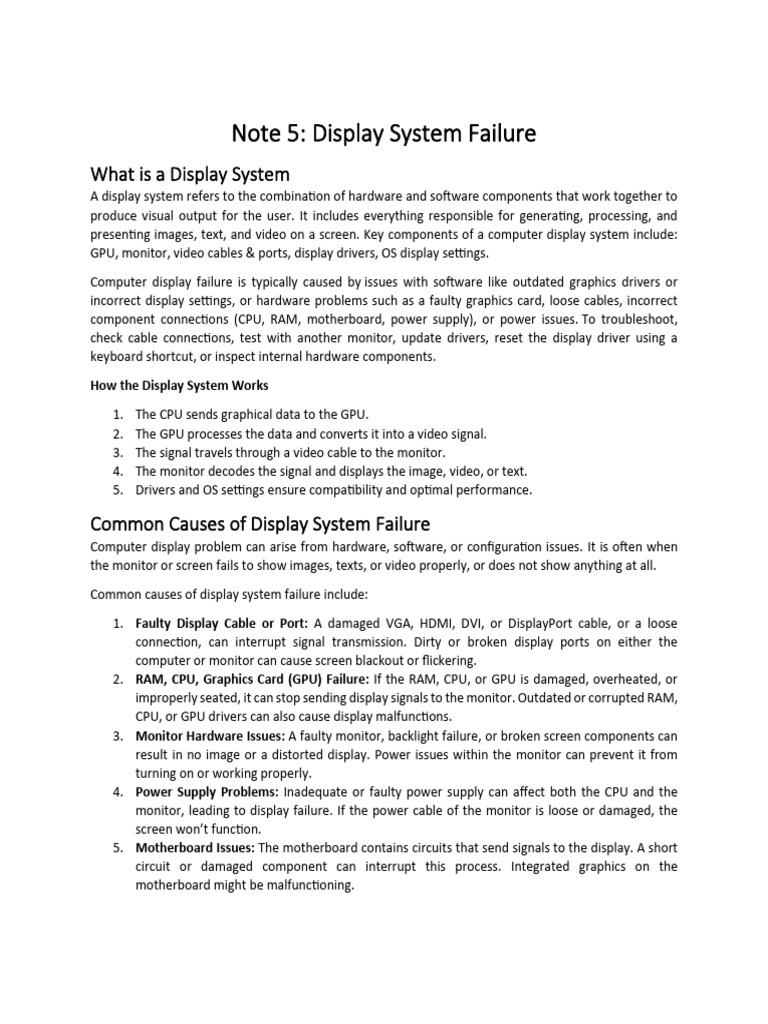 Note 5 - Display System Failure | PDF | Computer Monitor | Computer ...