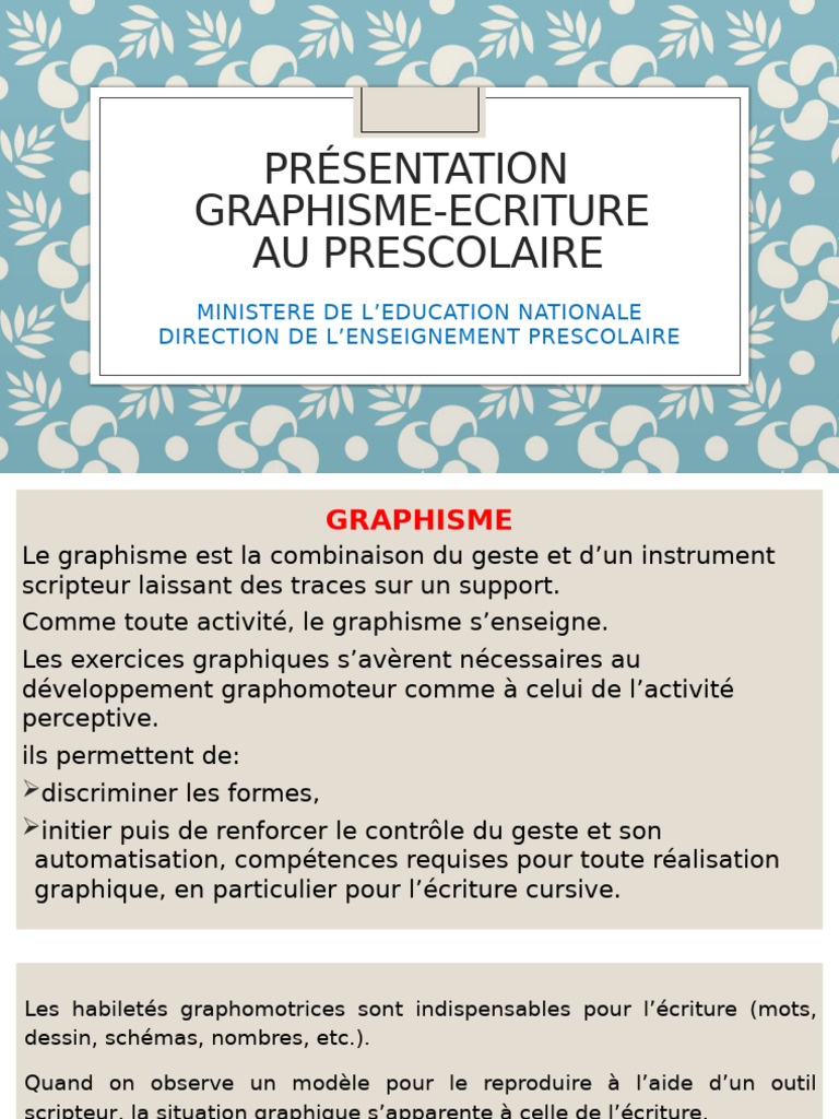 Graphisme et écriture au préscolaire | PDF | Dessin | Préférence manuelle