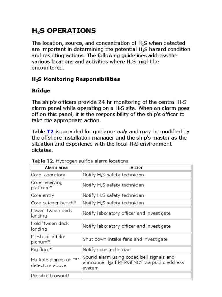 h2s Operations | PDF | Carbon Dioxide | Drilling Rig