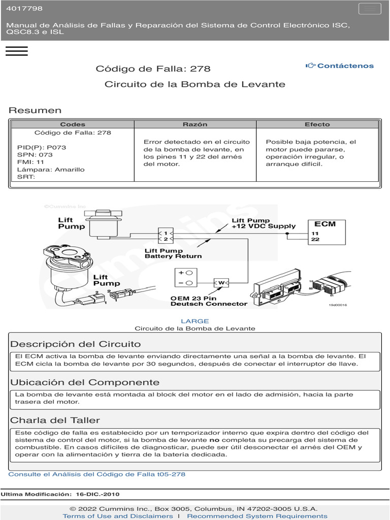 Code 278 Circuito de La Bomba de Levante. | PDF