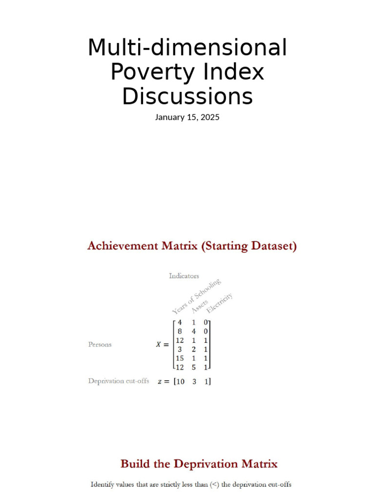 Understanding the Multi-dimensional Poverty Index | PDF | Economies