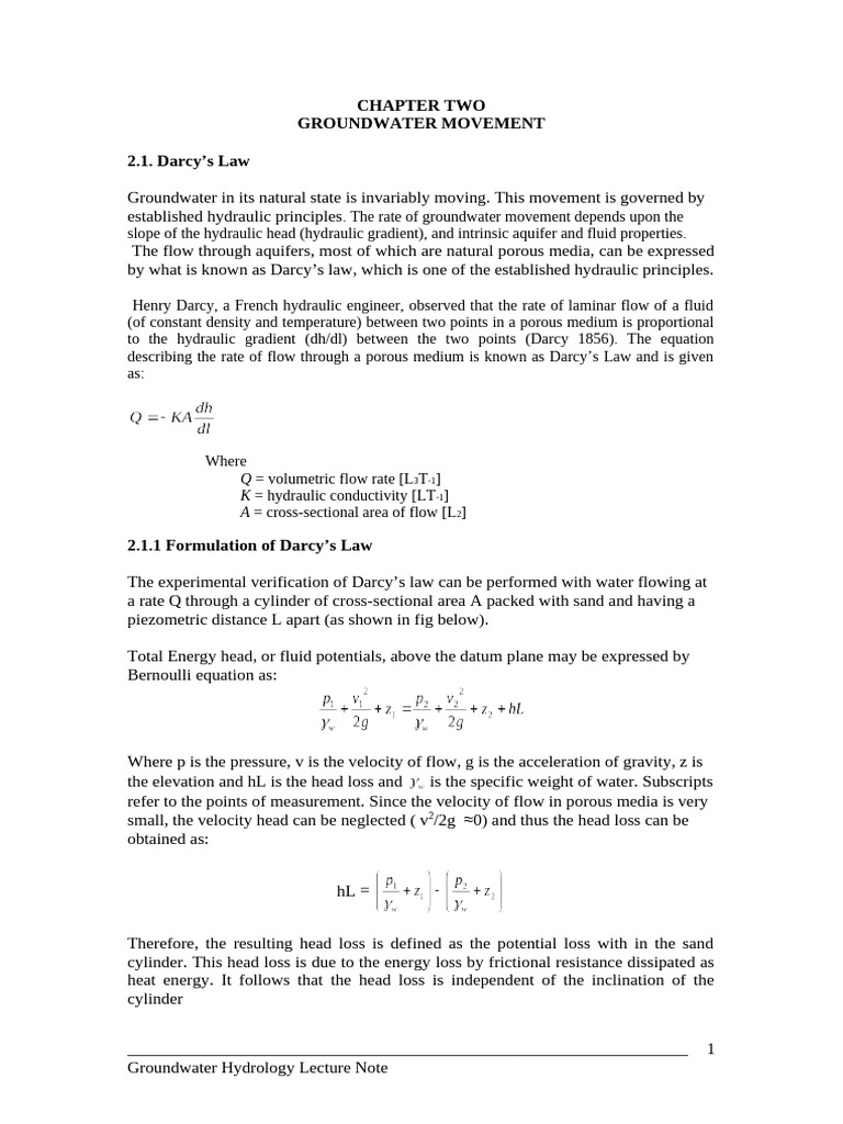Understanding Darcy's Law and Hydraulic Conductivity | PDF | Aquifer ...
