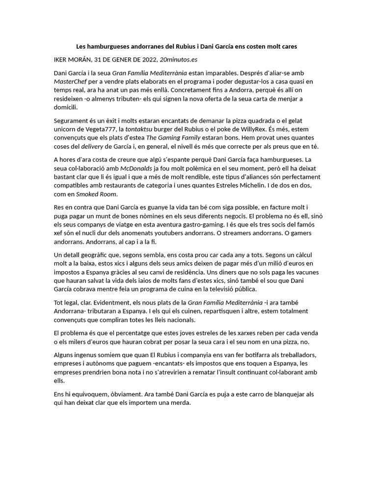 Hamburgueses Rubius | PDF