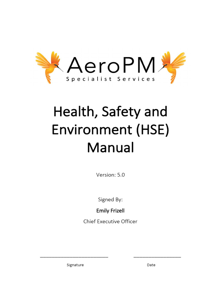 AeroPM HSE Manual Overview 5.0 | PDF | Occupational Safety And Health ...