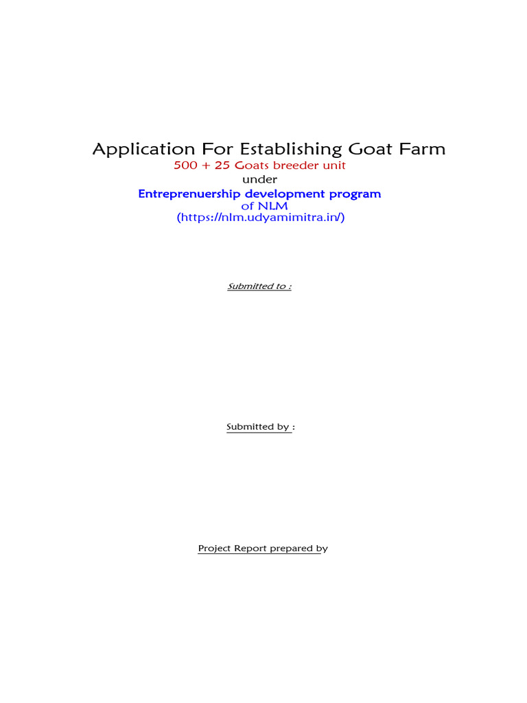 Project Report For 500 25 Goats Breeder Unit Under Entreprenuership ...