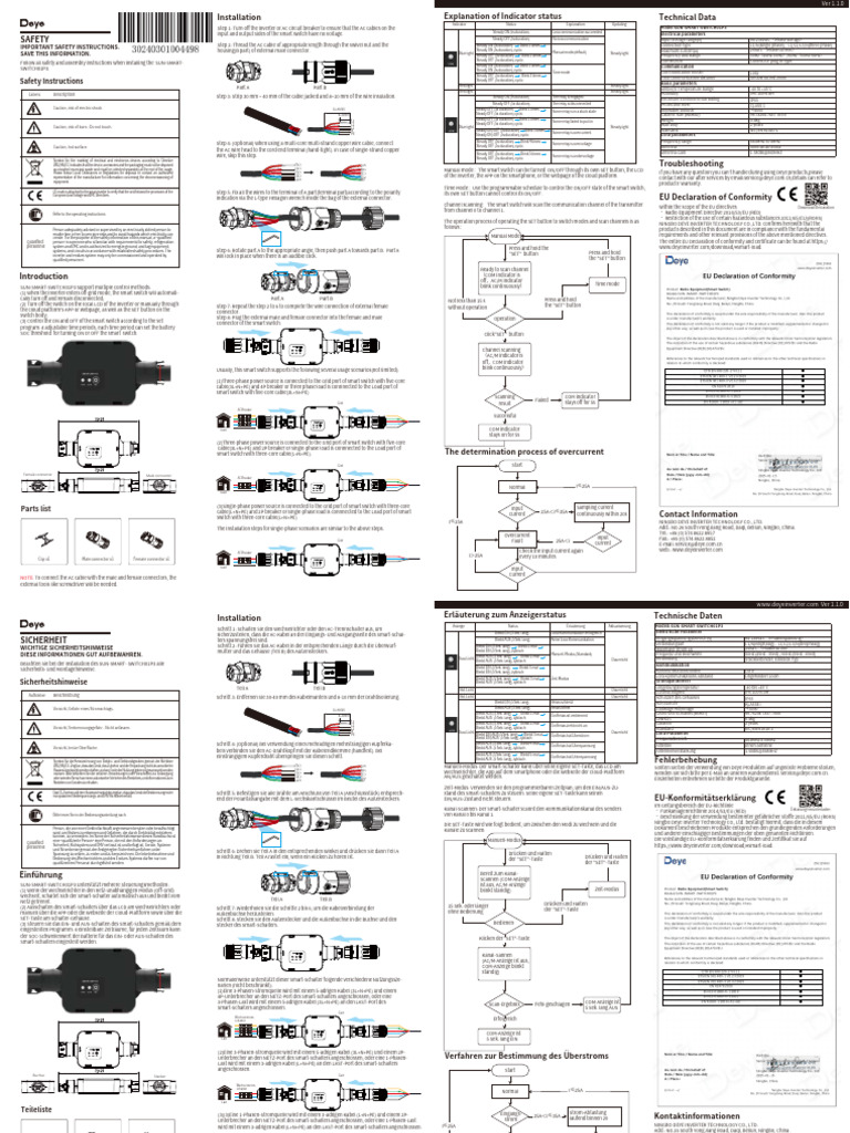 SUN-SMART SWITCH 01P3 Safety Guide | PDF | Alternating Current | Power ...