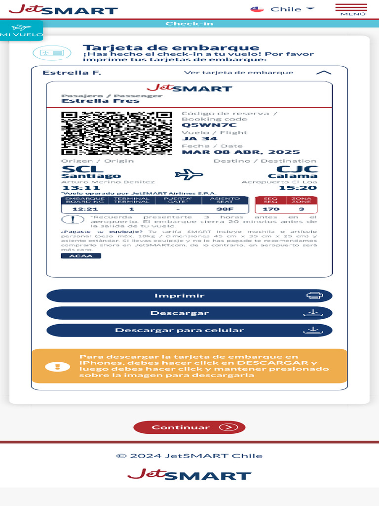 Descargar tarjeta de embarque JetSMART | PDF