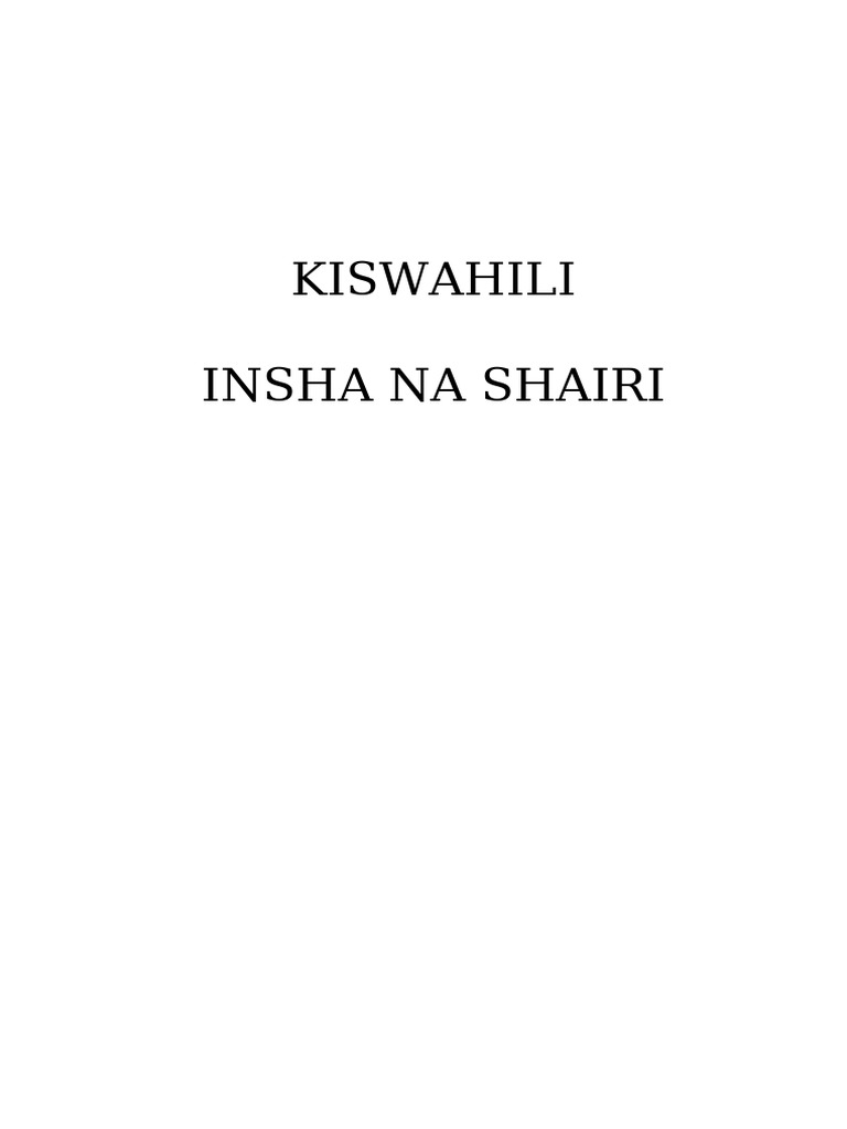 Kiswahili Insha Na Ushairi | PDF