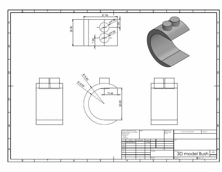 3D Model Drawing for Bush Component | PDF
