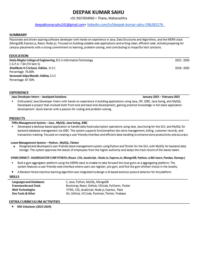 Aspiring Software Developer Profile | PDF | My Sql | Mongo Db