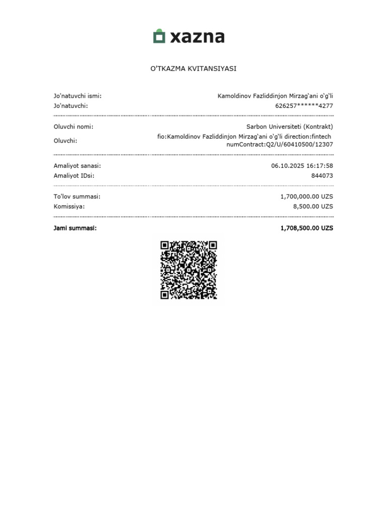 Xazna - Transaction - 2025 10 06 - 16 18 09 | PDF