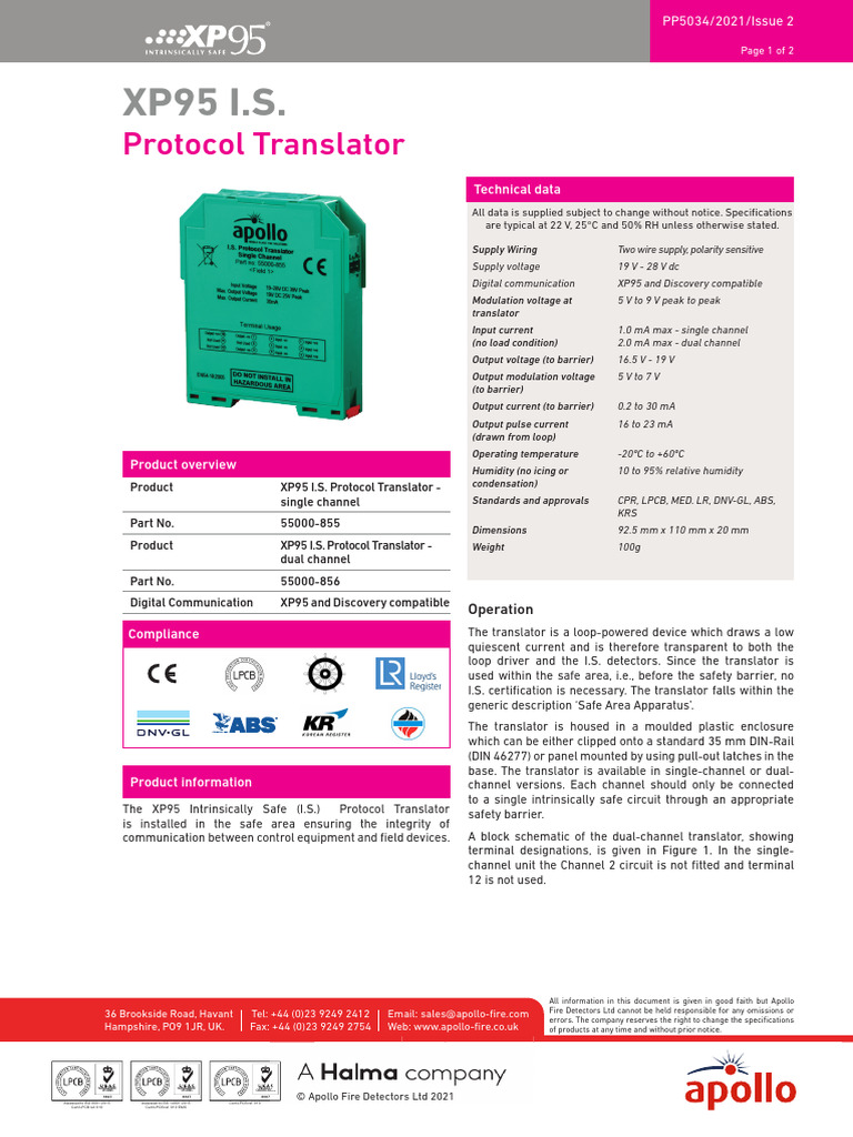 XP95 I.S. Protocol Translator Overview | PDF | Electromagnetic ...