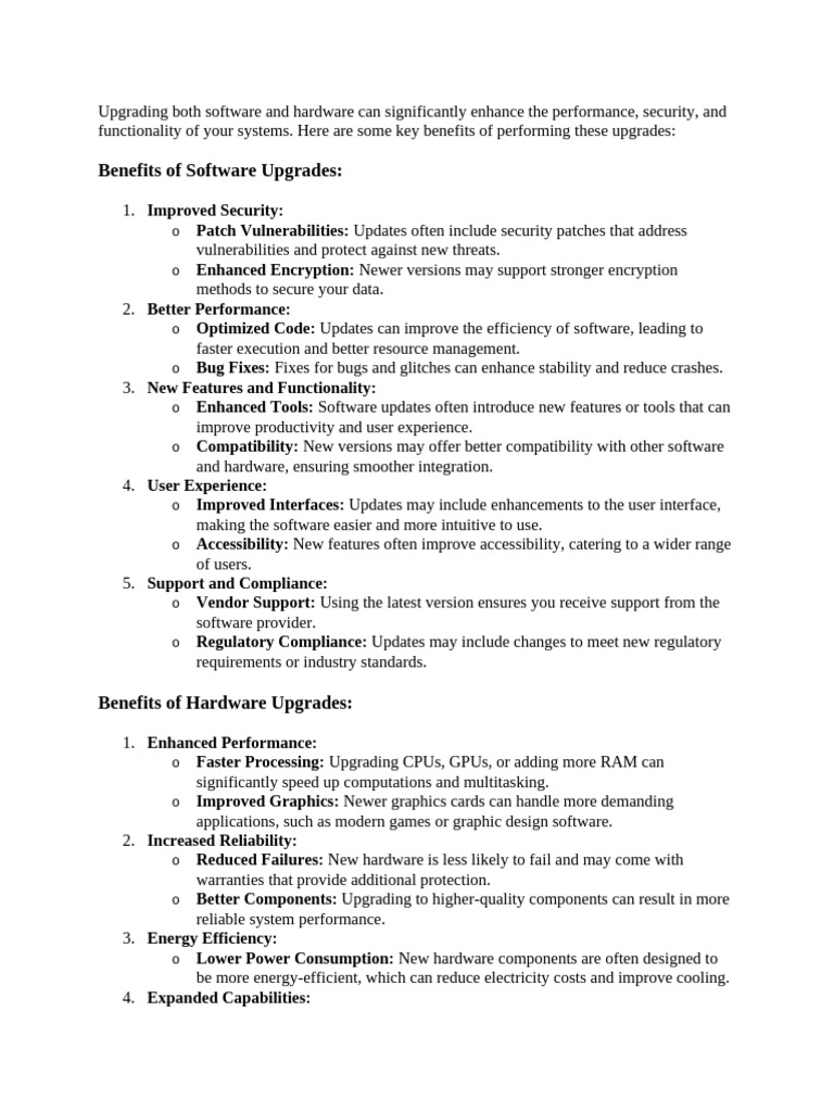 Benefits and Challenges of Upgrades | PDF | Computer Hardware | Software
