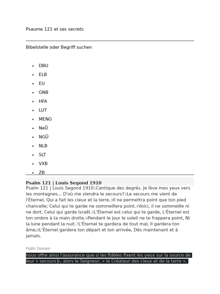 Secrets du Psaume 121 | PDF