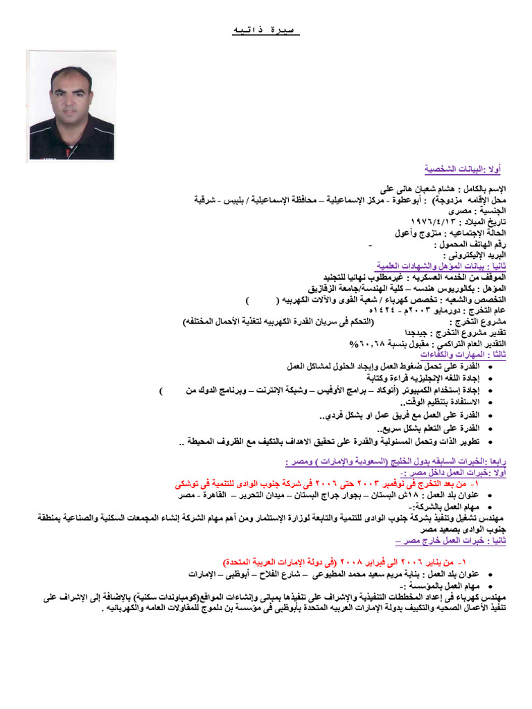 Arabic C.V | PDF