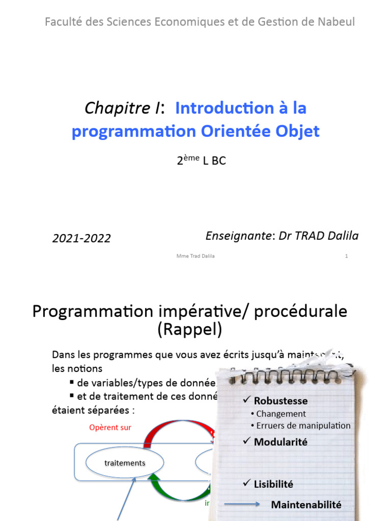 Introduction à la programmation orientée objet | PDF | Classe ...