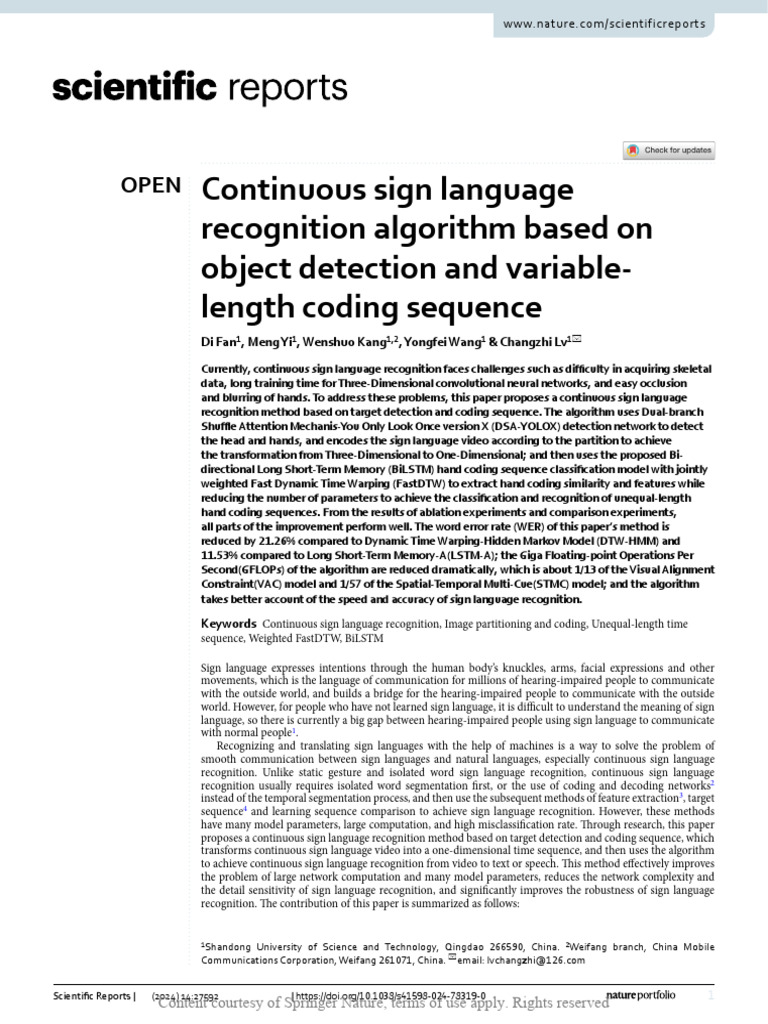 Continuous Sign Language Recognition Algorithm | PDF | Sign Language ...
