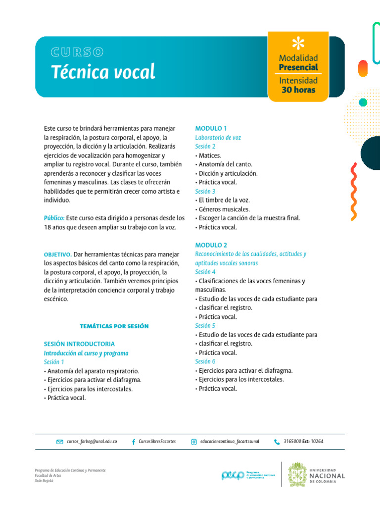 Tecnica Vocal UNAL | PDF | Canto | Musicología