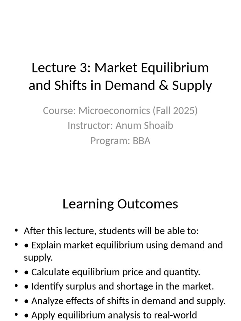 Market Equilibrium in Microeconomics | PDF | Supply And Demand ...