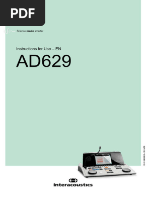 AD629 Audiometer User Manual | PDF | Hearing | Hearing Loss