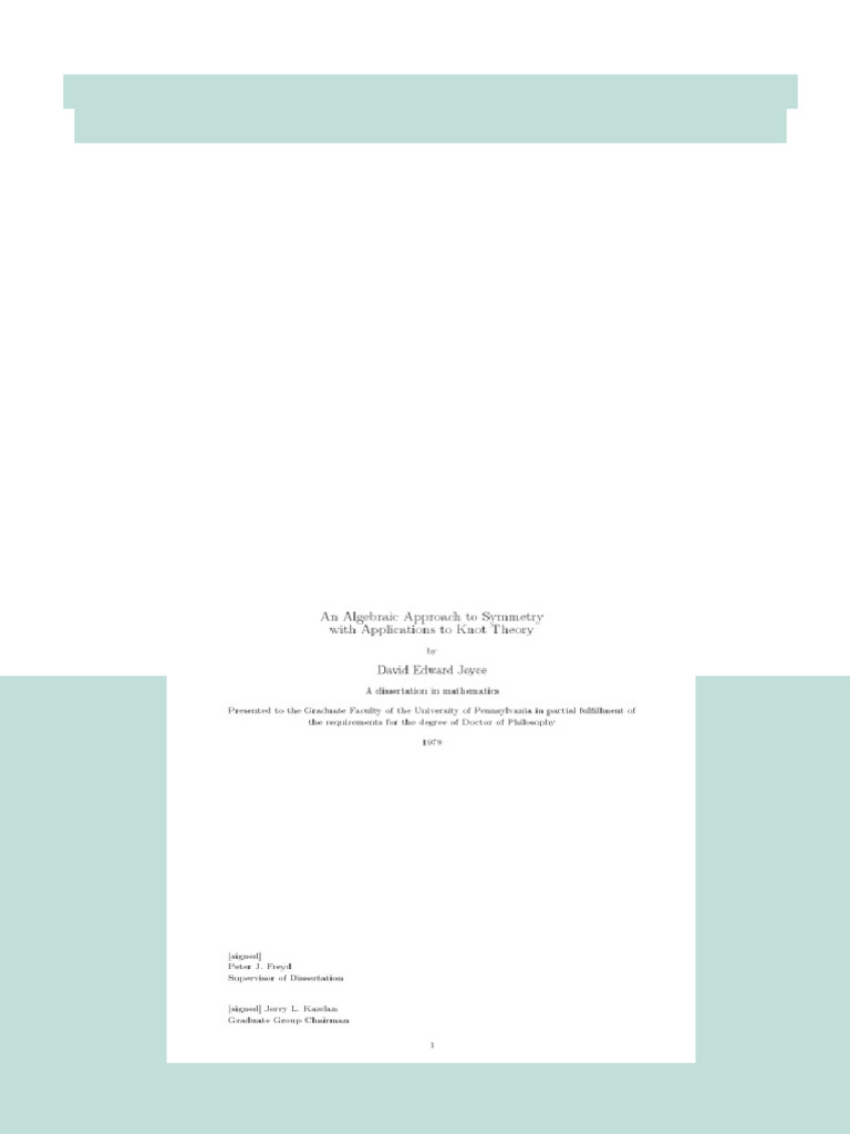 Picture of An Algebraic Approach To Symmetry With Applications To Knot Theory ...