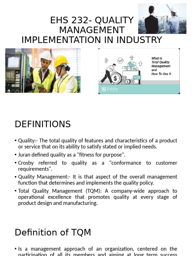 Ehs 232 - Quality Management Implementation in Industry | PDF | Quality ...
