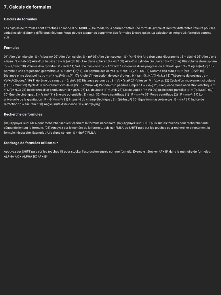 Calculs et stockage de formules mathématiques | PDF | Zone | Géométrie ...