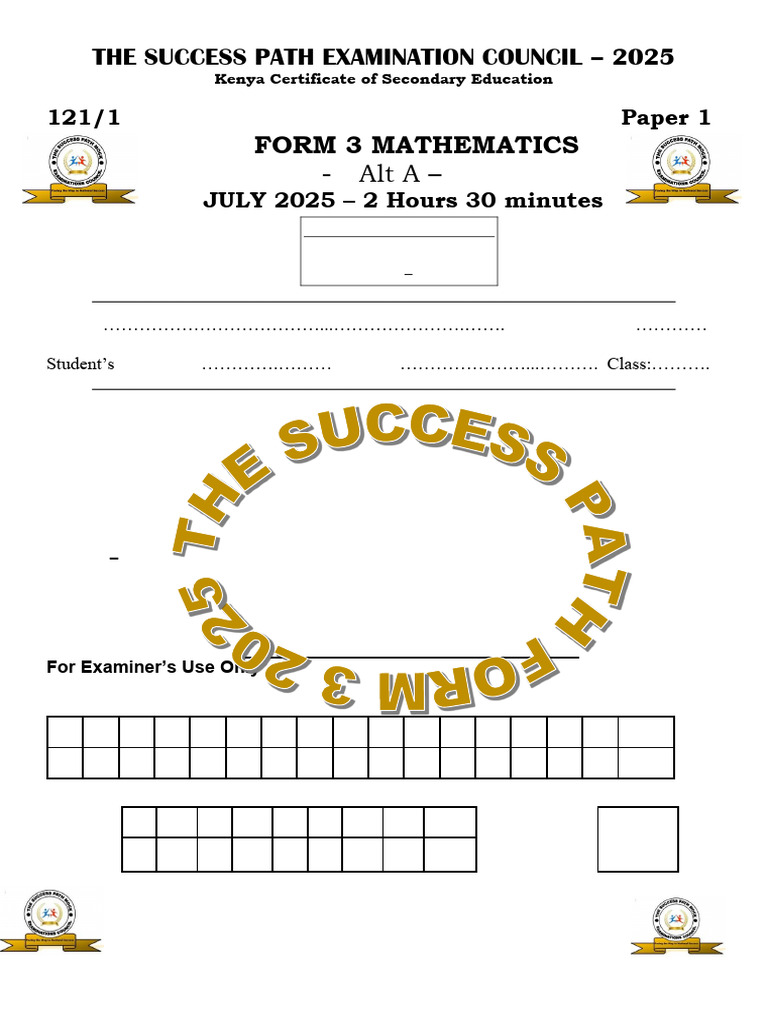 Form 3 Success Path 121 - 1-1 | PDF | Triangle | Cartesian Coordinate ...