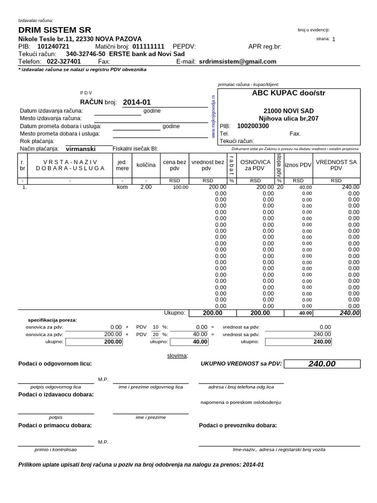 Racun PDV Roba | PDF