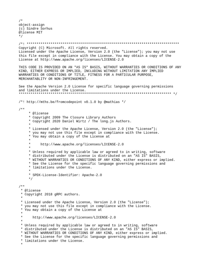 License Information for JavaScript Libraries | PDF | Monopoly ...