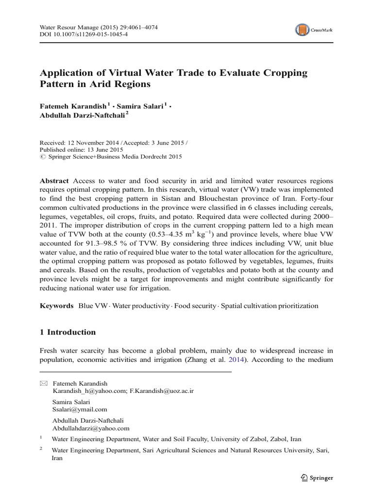 Virtual Water Trade in Arid Cropping Systems | PDF | Agriculture ...