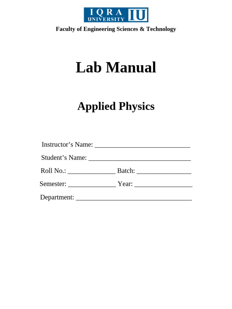 Applied Physics Lab Manual for Engineering | PDF | Force | Weighing Scale