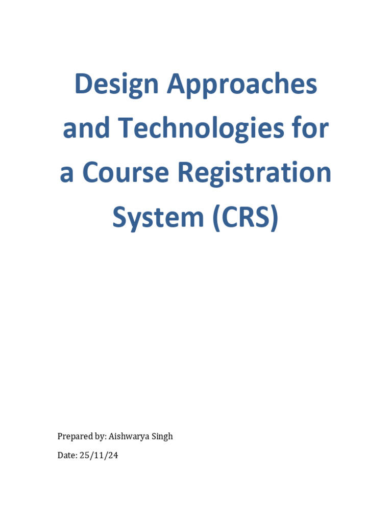 CRS Detailed Design Report | PDF | No Sql | Databases