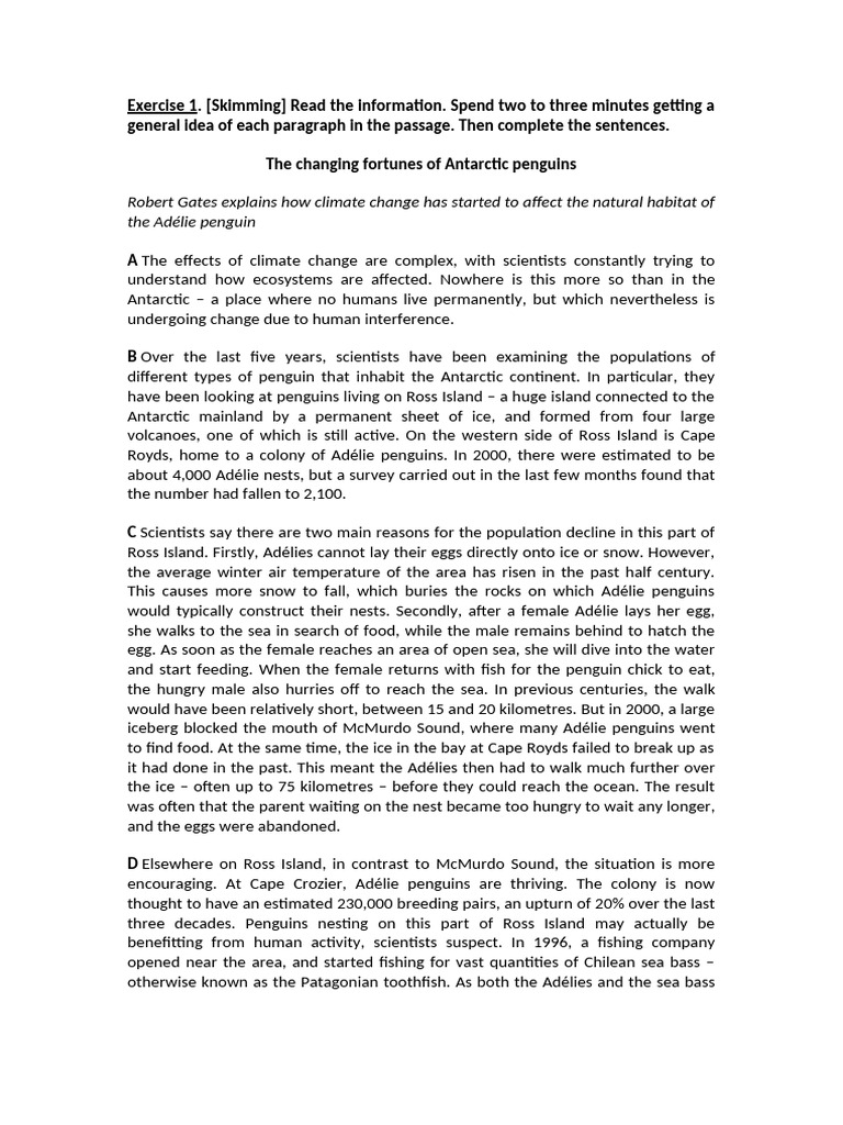 Homework Unit 1 - Reading - Inter - Without Keys | PDF | Antarctica ...