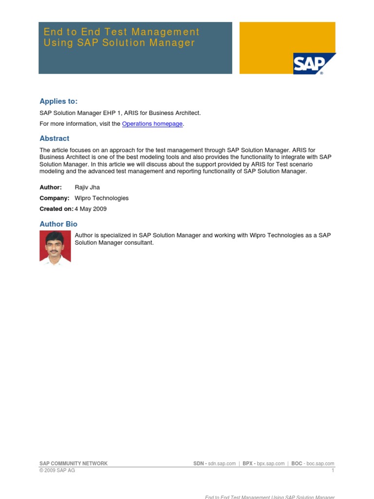 End To End Test Management Using SAP Solution Manager | PDF | Computers