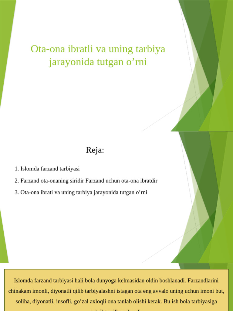 Ota Ona Ibratli Va Uning Tarbiya Jarayonida Tutgan O'rni 1 | PDF