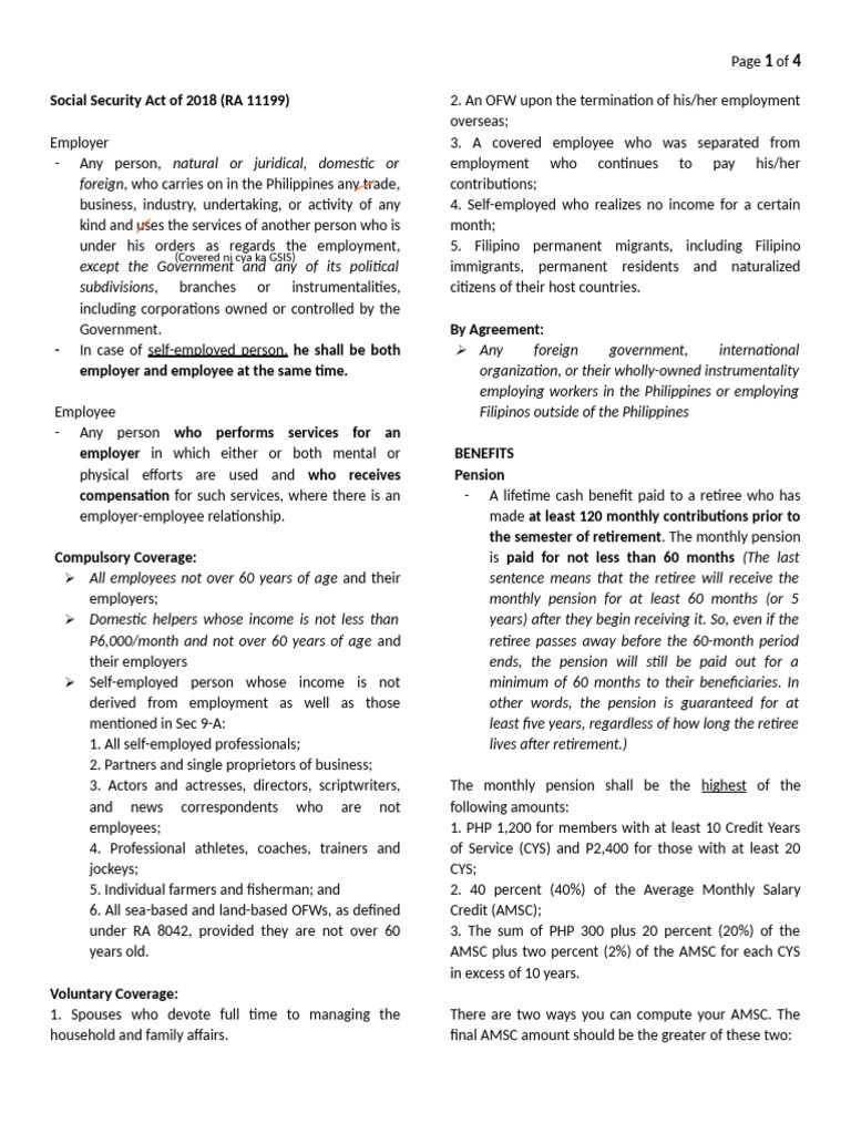 Social Security Act 2018 Overview | PDF | Pension | Employment