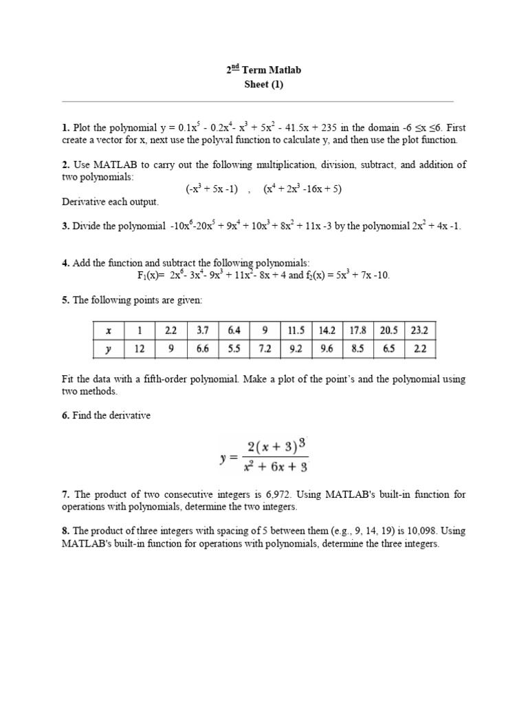 MATLAB Polynomial Operations Guide | PDF