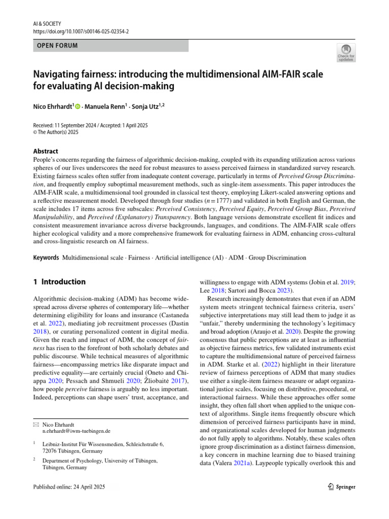 AIM-FAIR Scale for AI Fairness Evaluation | PDF | Artificial ...
