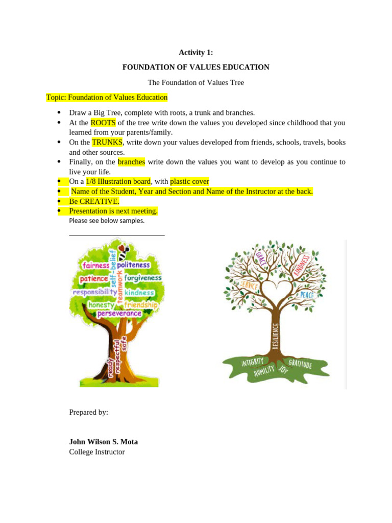 Values Education Foundations Activity Guide | PDF | Curriculum