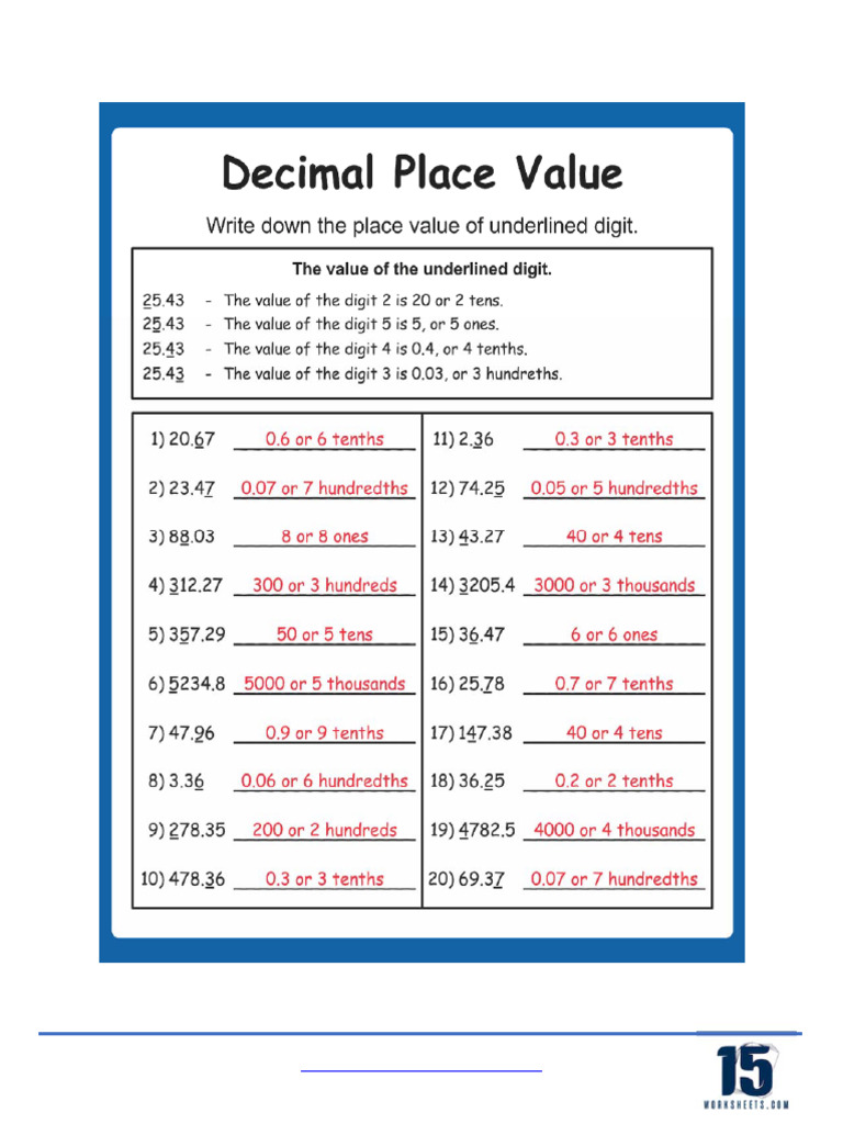 Decimal Answers | PDF